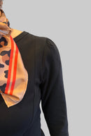 detail robe de maternite noire chic